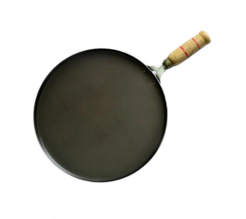 Iron Tawa Flat Dosa Tava Crepe Pancake Pan Roti Chapati Wooden Handle Heavy  Duty