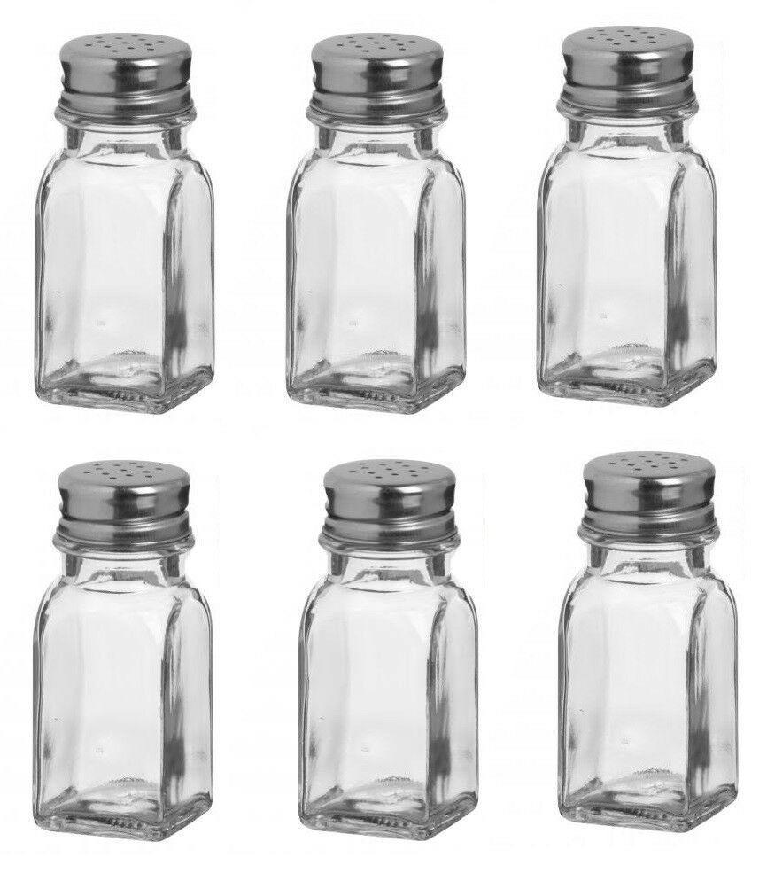 Glass Spice Jar Set With Rotating Lid 6 Piece Shaker Salt Pepper