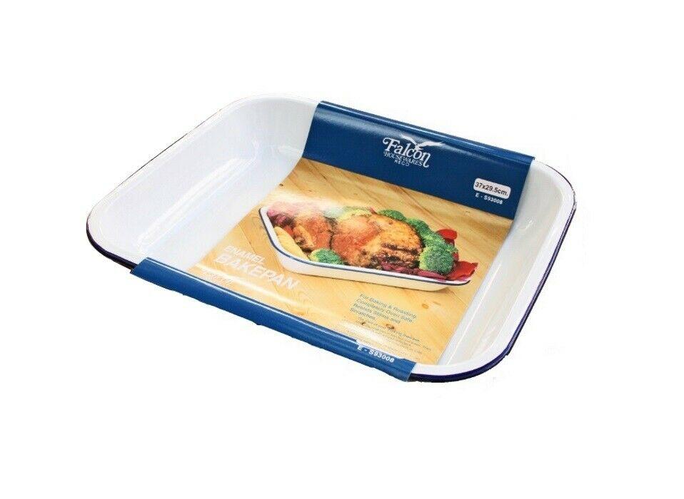 FALCON ENAMEL PIE DISH OBLONG BAKE STEAK PUDDING ASHET BAKING OVEN WHITE TIN NEW