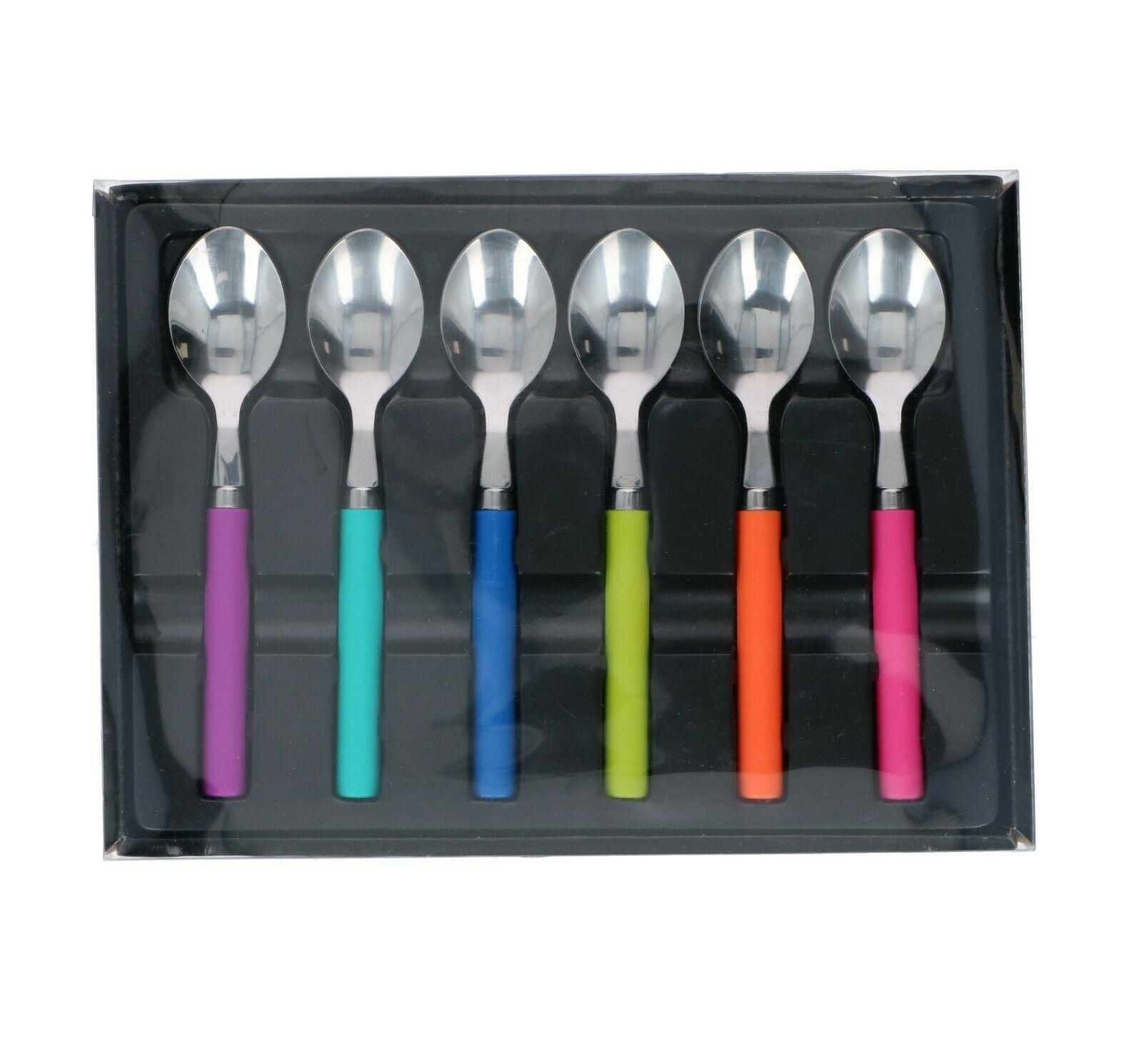 6PC Teaspoon Stainless Steel Tea Spoon Set With Plastic Handle