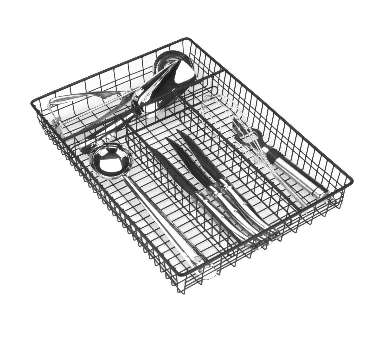 Kitchen Cutlery Tray Metal Wire Organiser Holder Drawer Insert Tidy Storage Cady