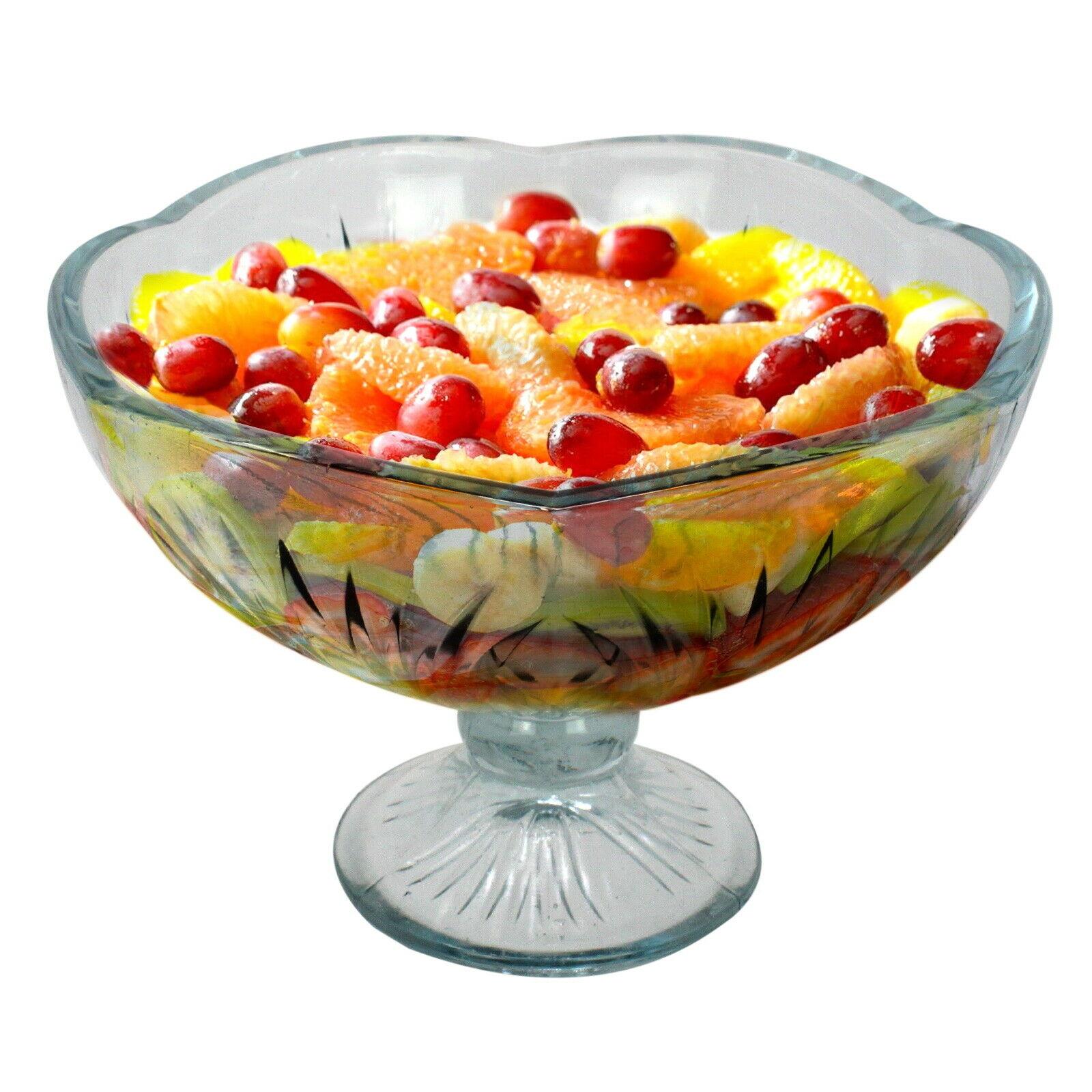 Footed Glass Trifle Bowl Large 7 Piece Set Fruit Salad Dessert Cocktail