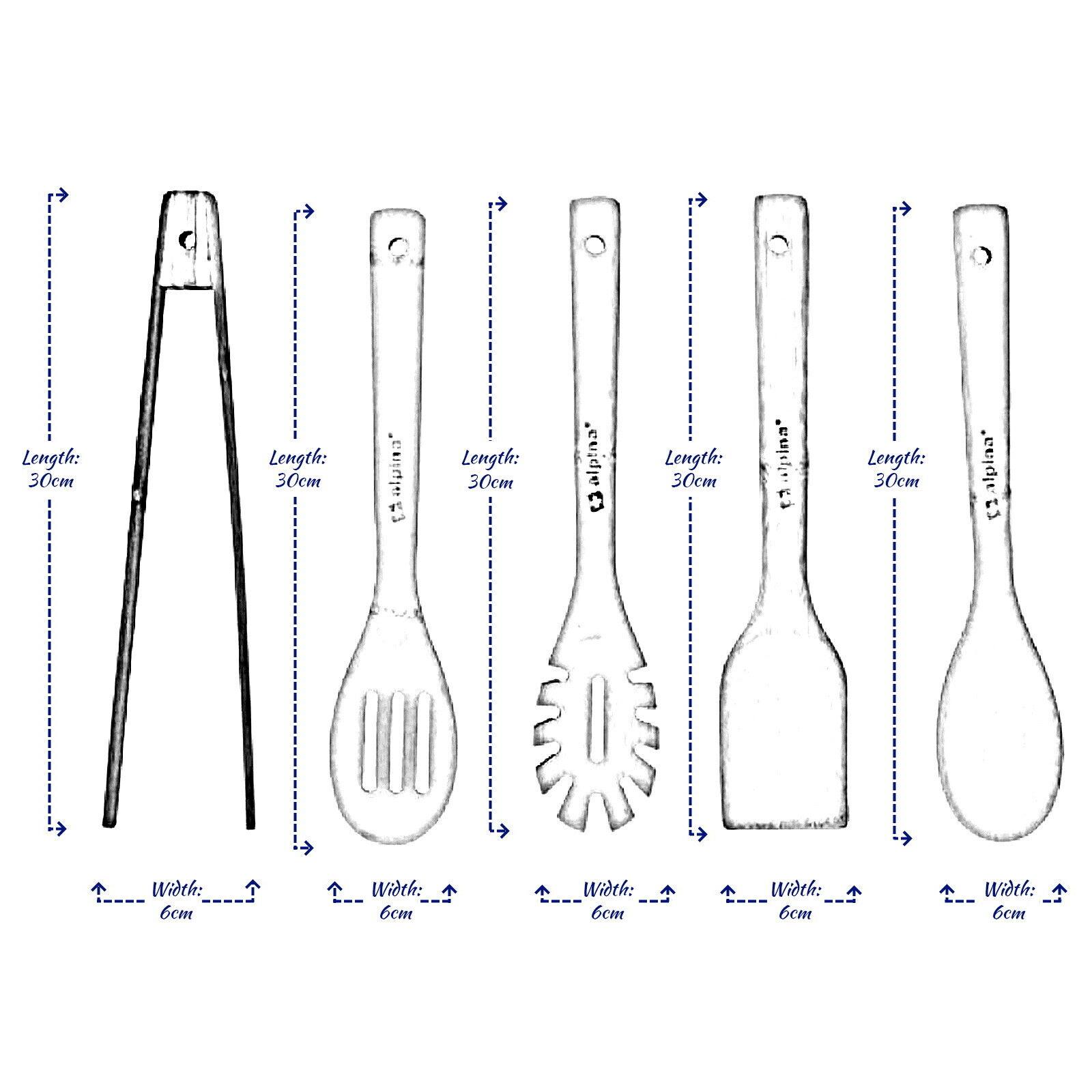 Utils Spoon 5 x Wooden Spoons Spatula Spoon Kitchen Cooking Utensils Tools Turner Set