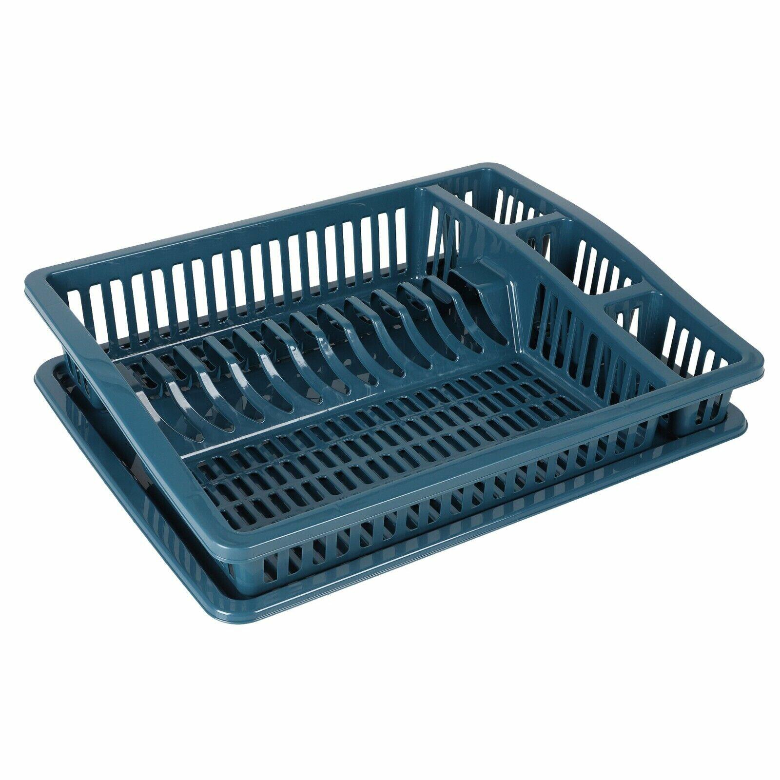 Large Plastic Dish Drainer Plate Cutlery Cup Glass Rack Kitchen