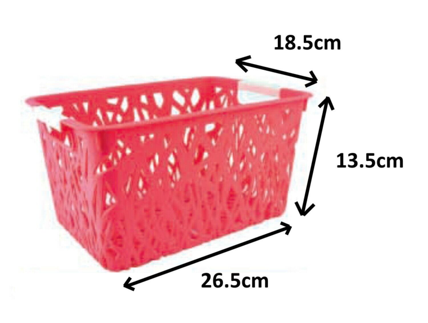 3 x Pink Storage Baskets with Handles Office Desk Tidies Kitchen Sink Drainers 