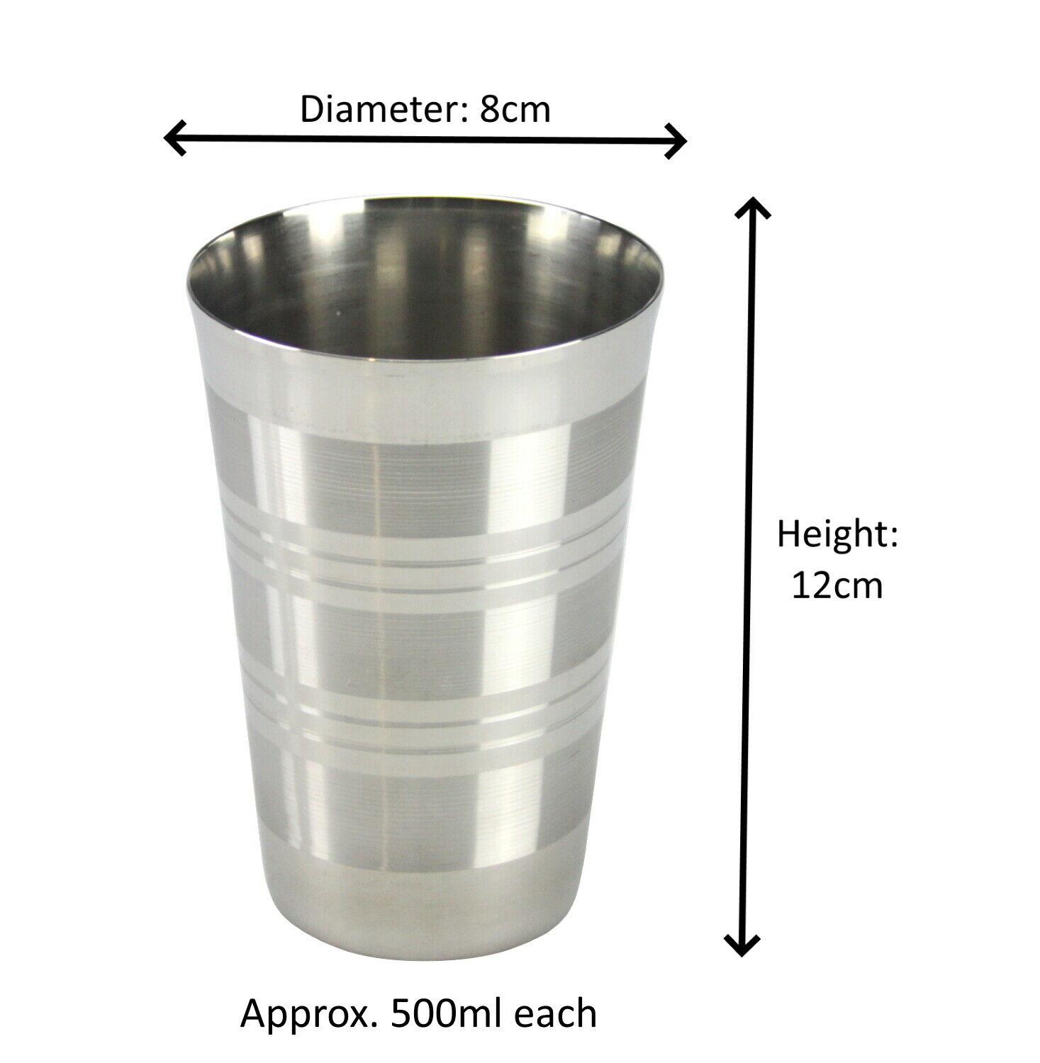 Cups　x　Steel　Glasses　Tumblers　Drinking　Stainless　Metal　500ml　Drinking　Stackabl