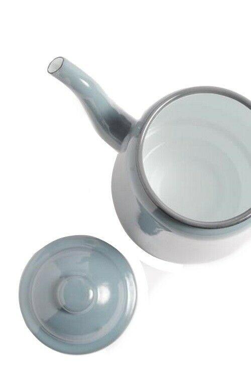 Falcon Enamel Teapot 14cm 1.5L With Handle & Lid Traditional Camping White Red