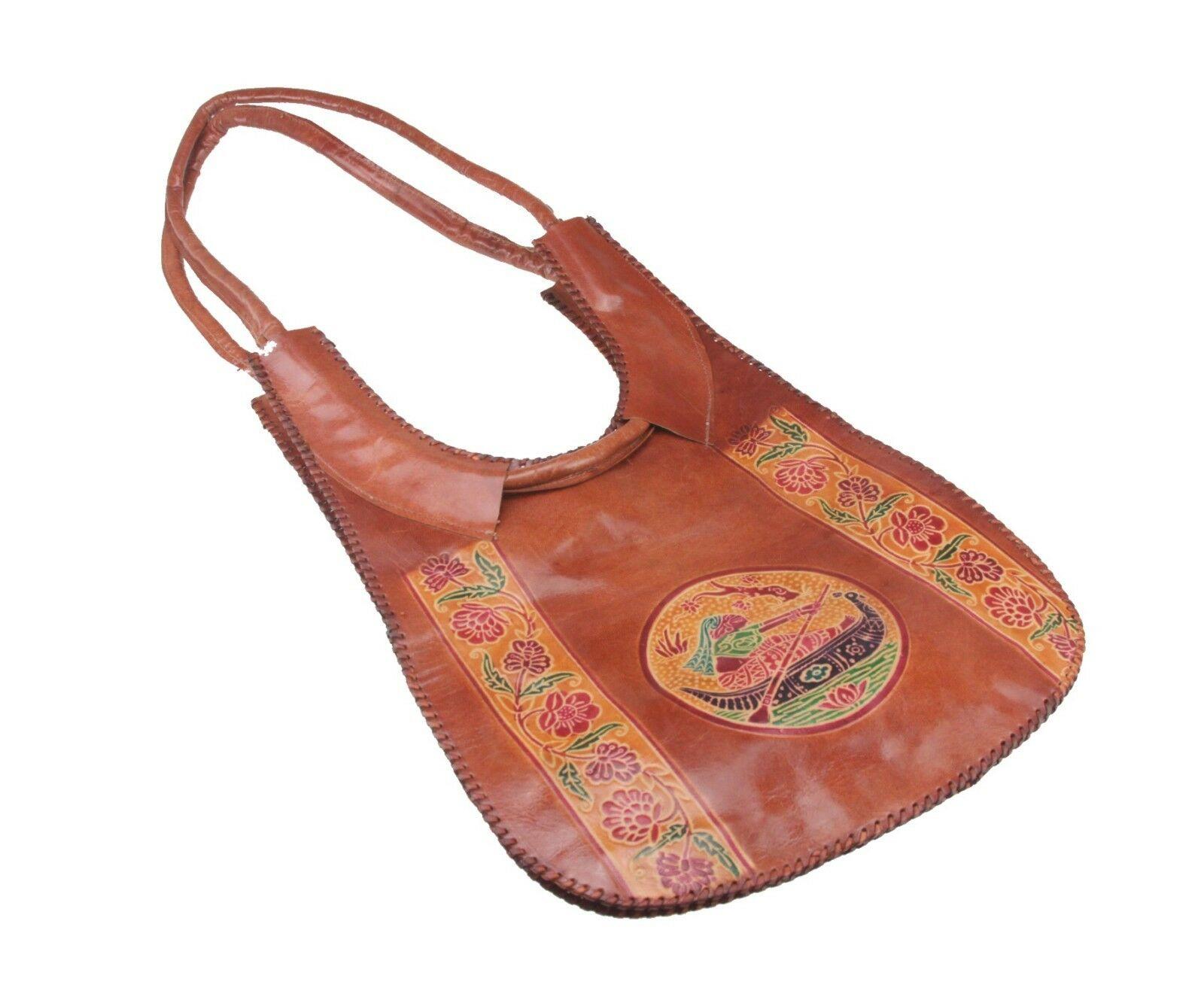 Tribal Woven Vintage Brown Leather Bag African Handmade Handbag Shoulder Bag