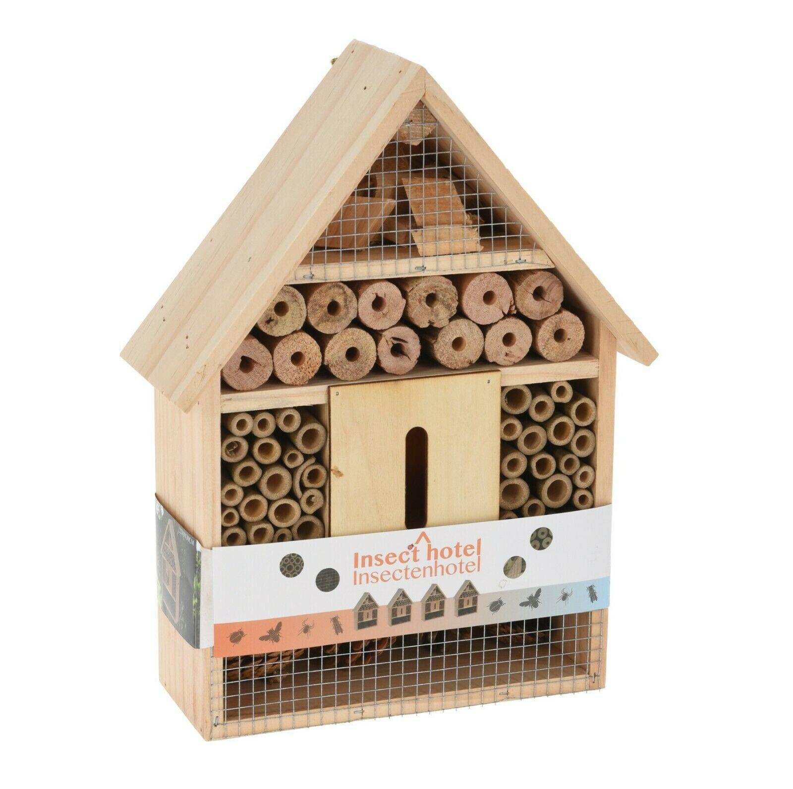 Wooden Insect Bee House – Natural Bug Shelter & Nesting Hotel For Garden Pollinators
