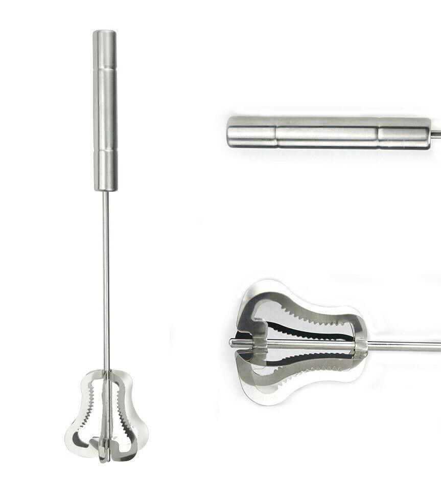 Push Action Rotating Whisk Stainless Steel Egg Beater And Milk Frother  Blending