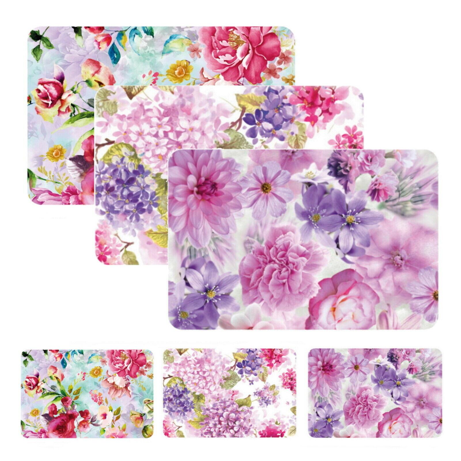 Set of 4/6 Placemats Floral Flower Dining Table Dinner Place Mats Home ...