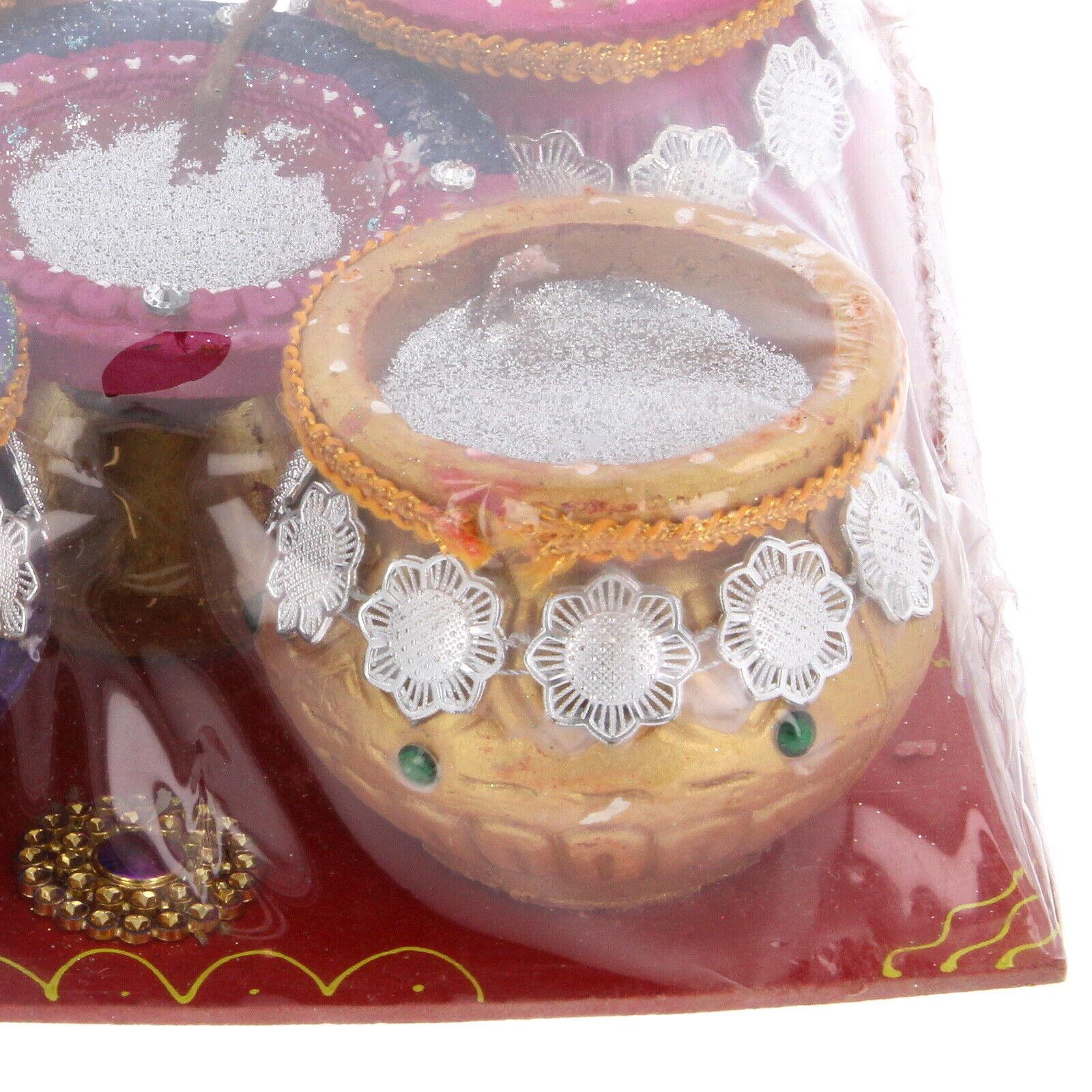 Clay Matki Diya Colourful Diwali Decorative Diya Set 5 Decorating Wax ...