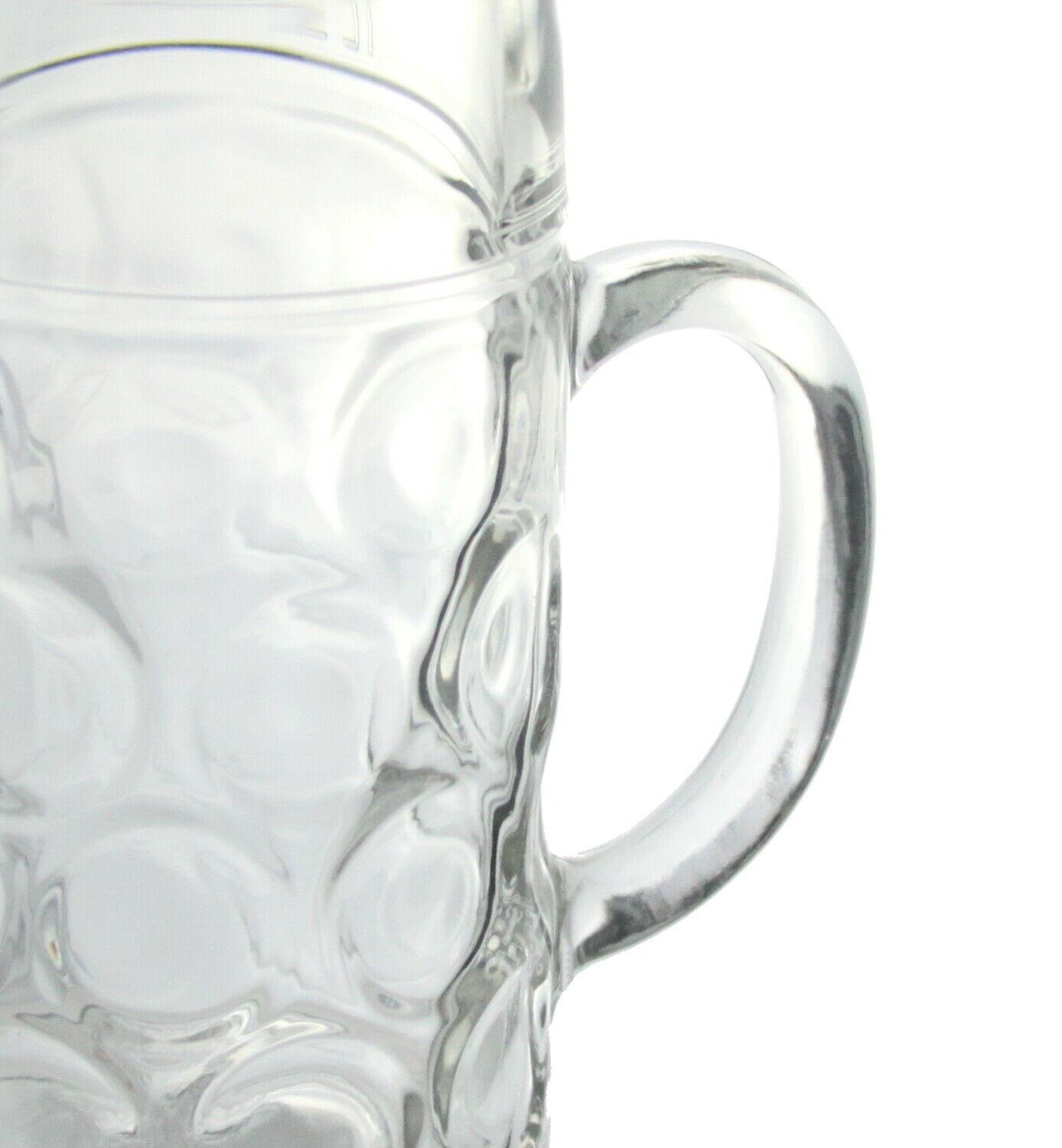 6x German Beer Stein Glass 1L Dimpled Mug Tankard Drink Pint Cider