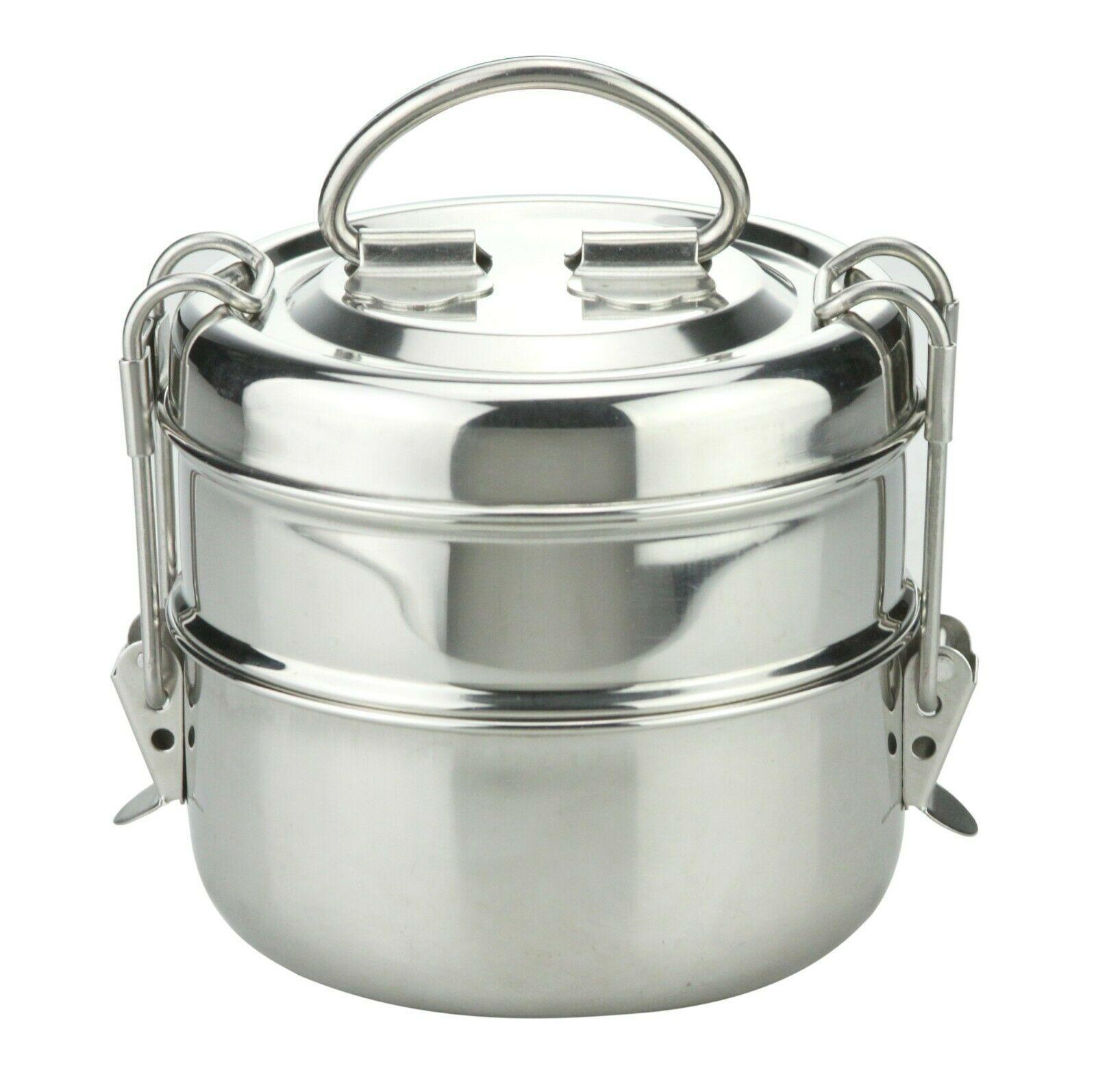 Tiffin Lunch Box Stainless Steel Indian Stackable 2/3/4 Layer Tier Food ...