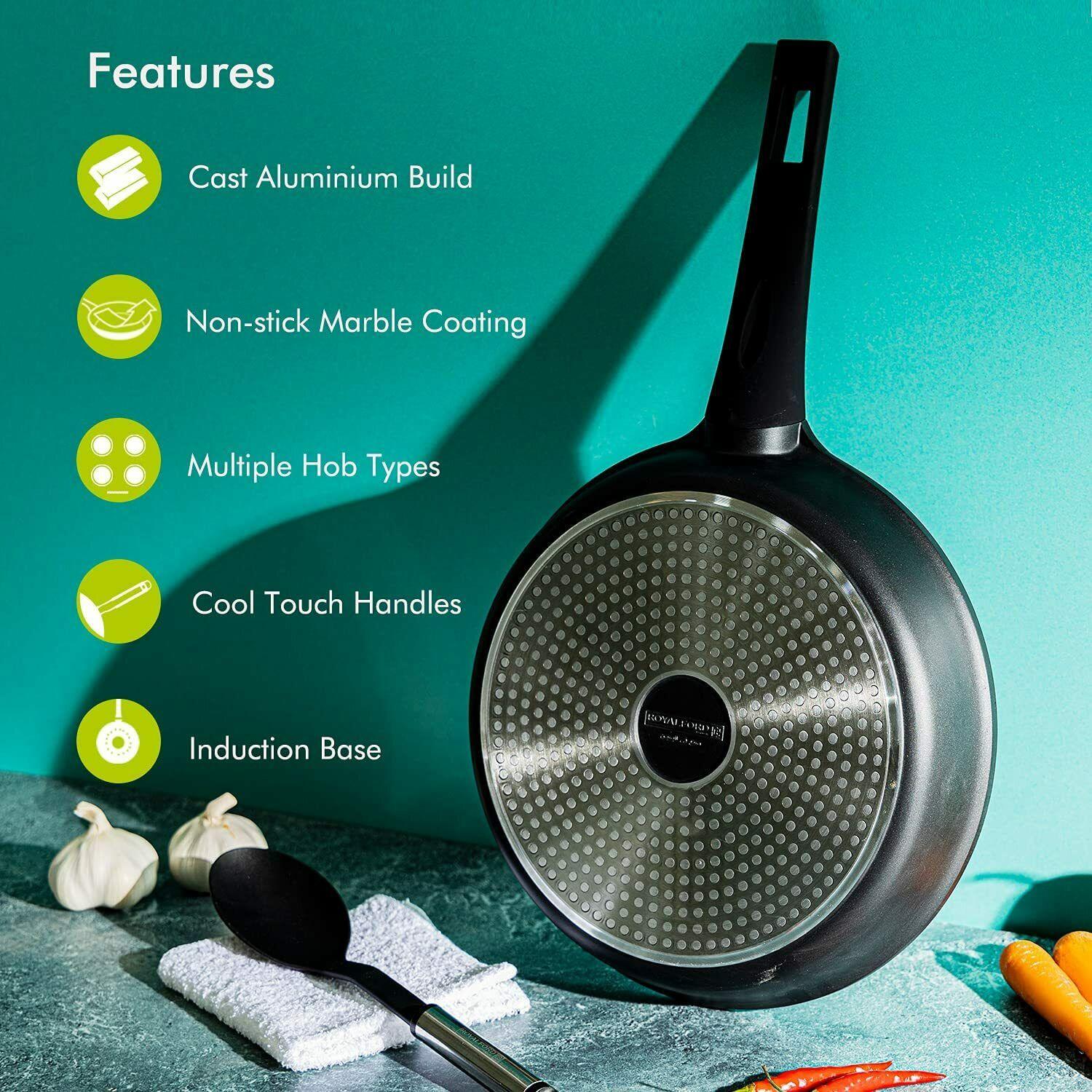 Professional Frying Pan Induction Safe Non Stick Marble Coated Fry