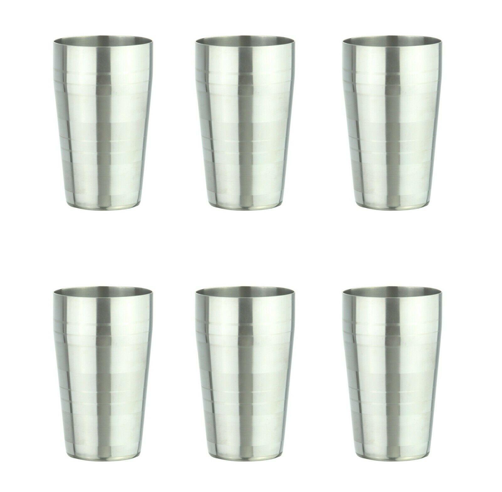 Stainless Steel Drinking Glasses Tumblers Set Of 6 350ml Shatterproof ...