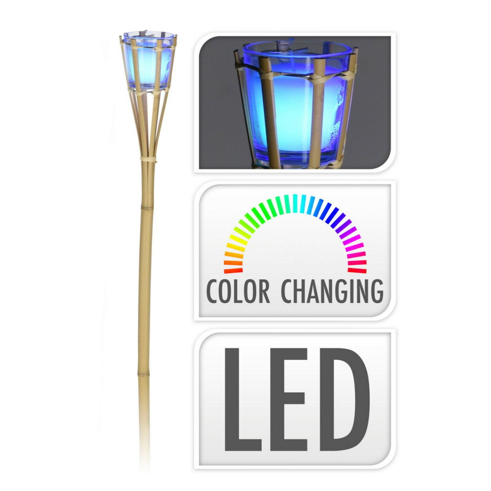 Citronella Scented Garden Candle Torch Colour Changing LED Outdoor Set of 2