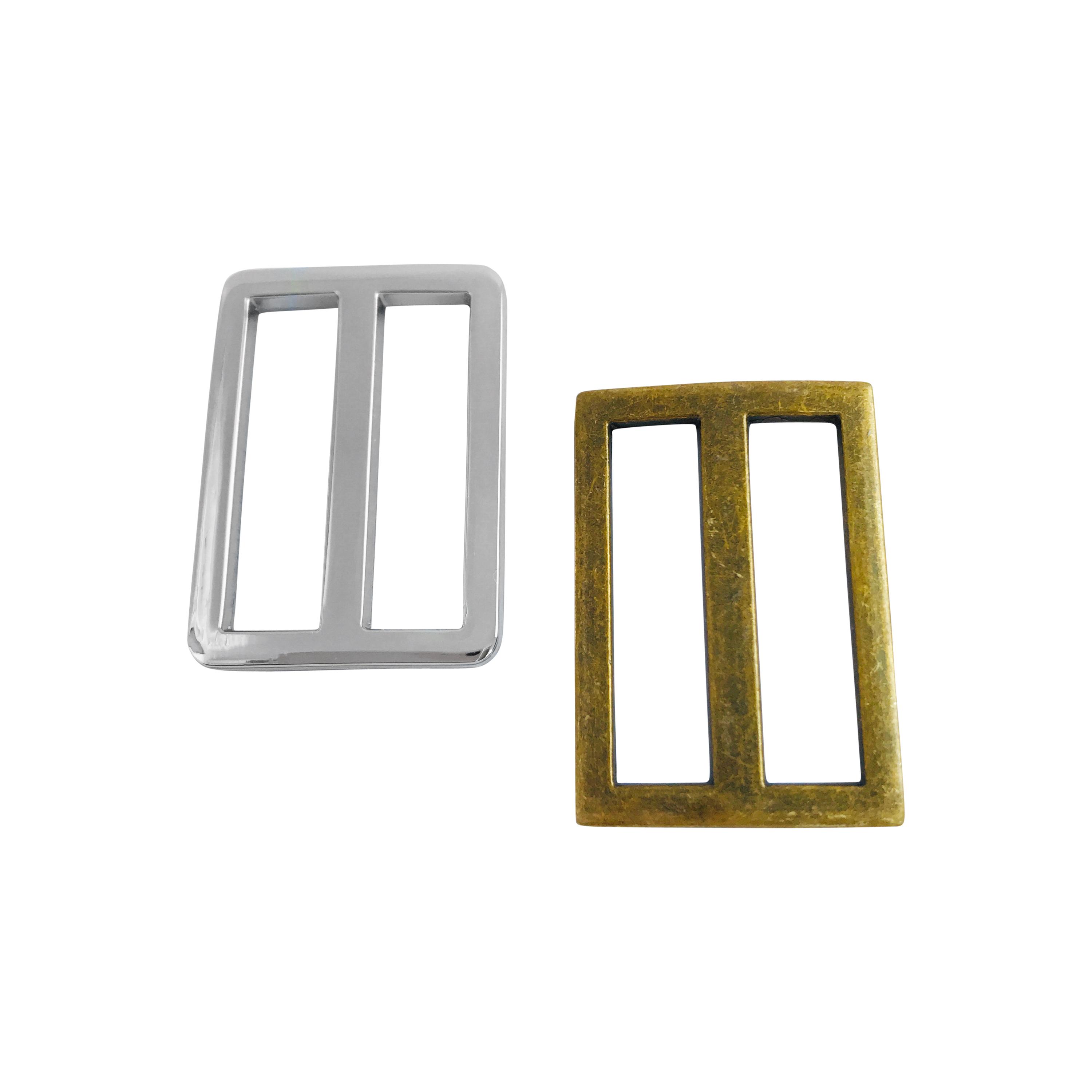 1 1/4" (32mm) wide slider buckle in silver or antique brass to make adjustable bag handles