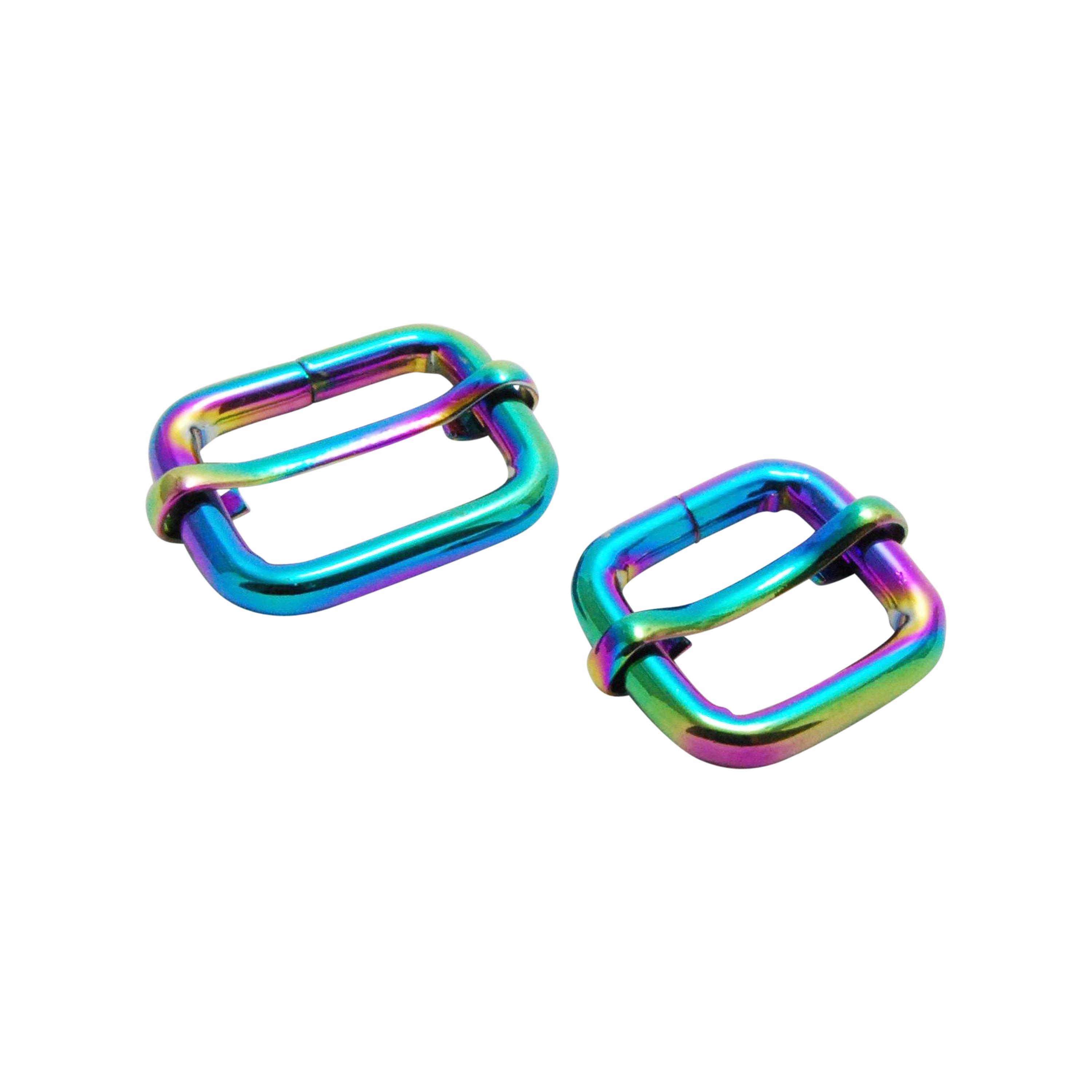make an adjustable bag strap with this gorgeous iridescent rainbow slider buckles available in two widths, 3/4" (20mm) and 1" (25mm)