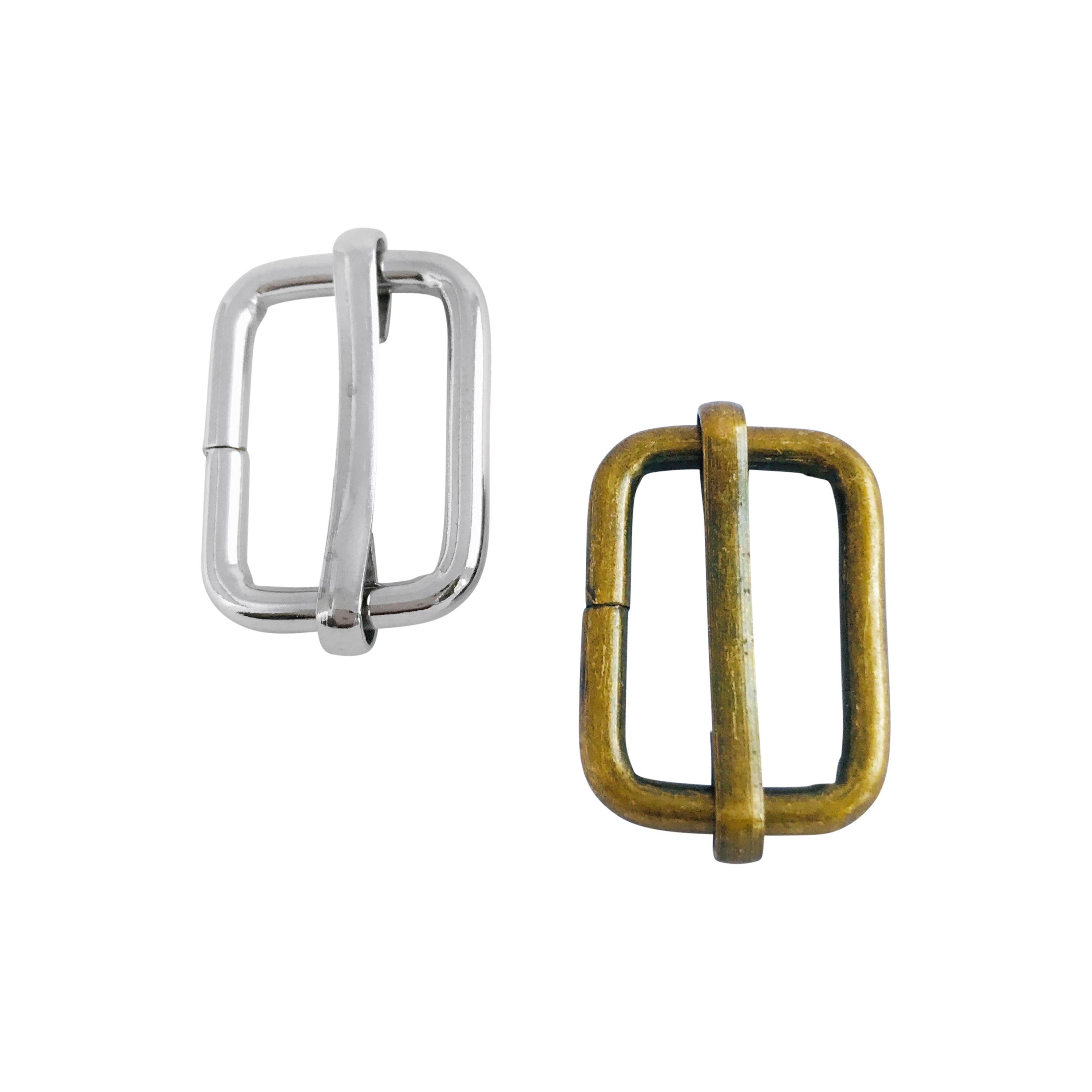 1" (25mm) wire form slider buckle to make adjustable bag straps and handles, available in silver or antique brass