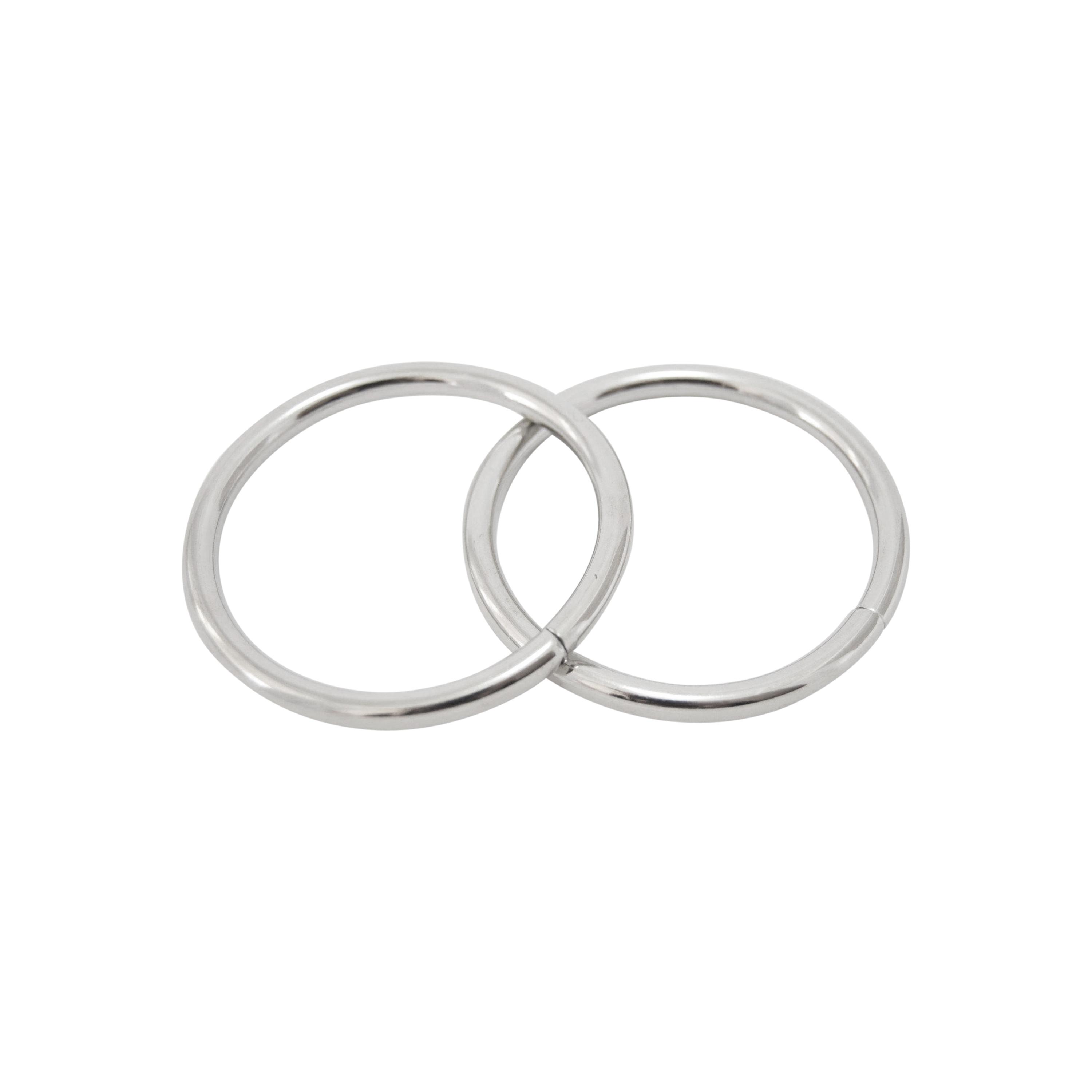Silver 1 1/2" (38mm) diameter O rings which are 5mm thick