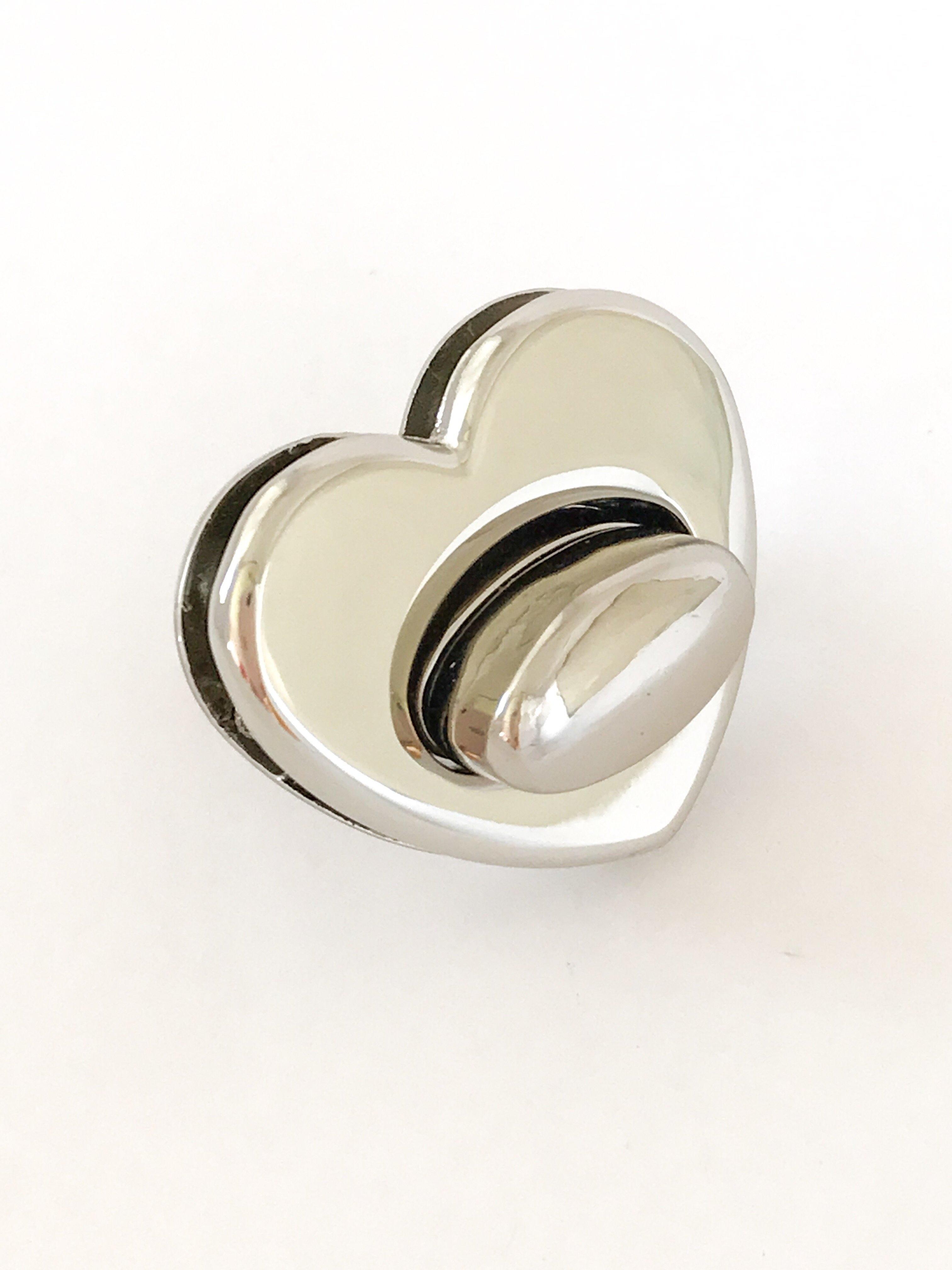 silver heart shaped twist lock