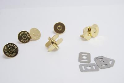 14mm thin magnetic bag snaps in gold, pack of 5 including washers