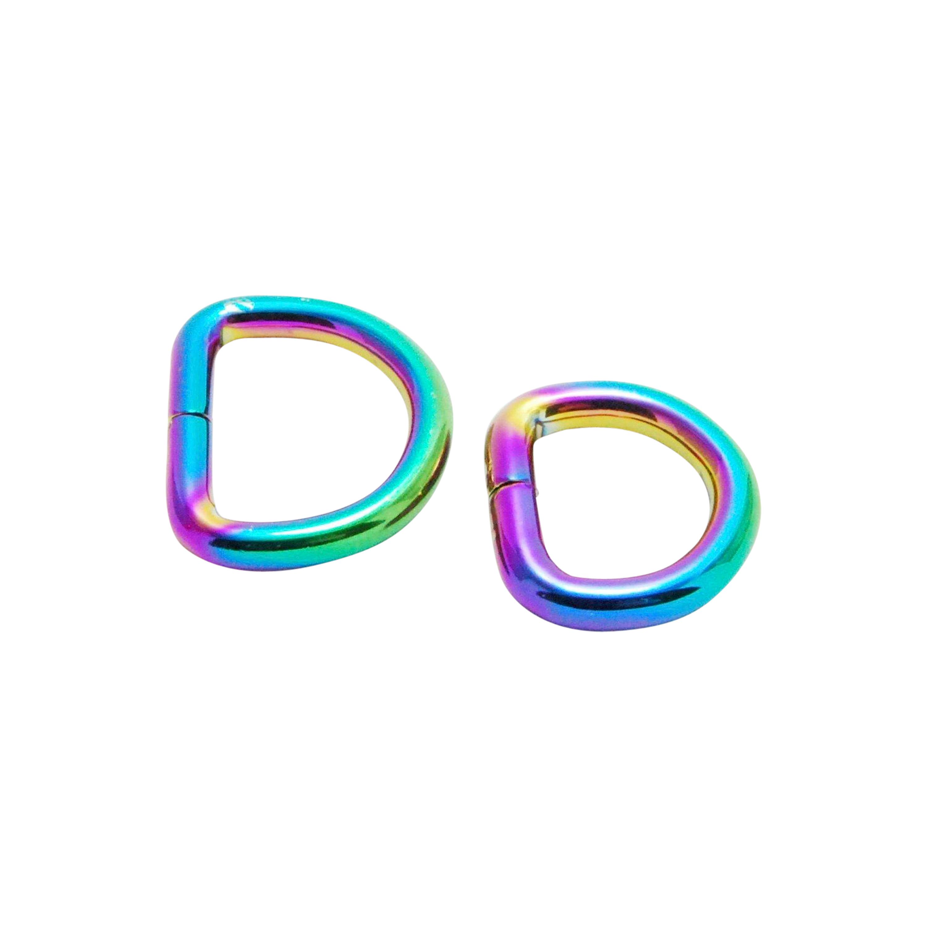Chunky Rainbow D rings available in 3 sizes 1/2" (12mm), 3/4" (20mm) and 1" (25mm)
