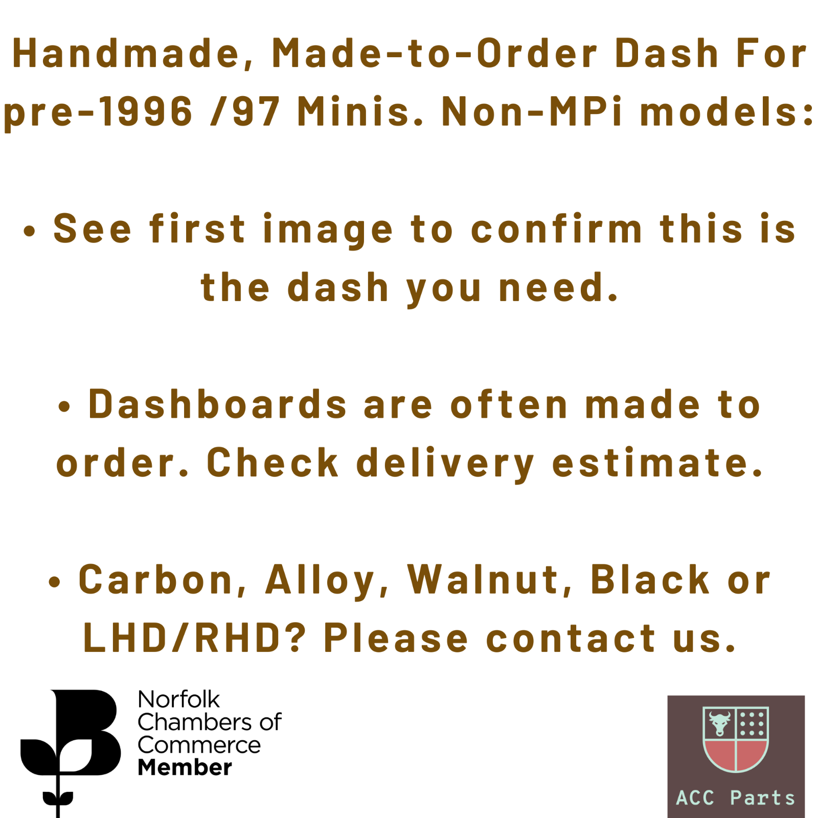 Dashboard for Austin Rover Mini , Piano Black Classic Dash , LHD 3+1 Chrome