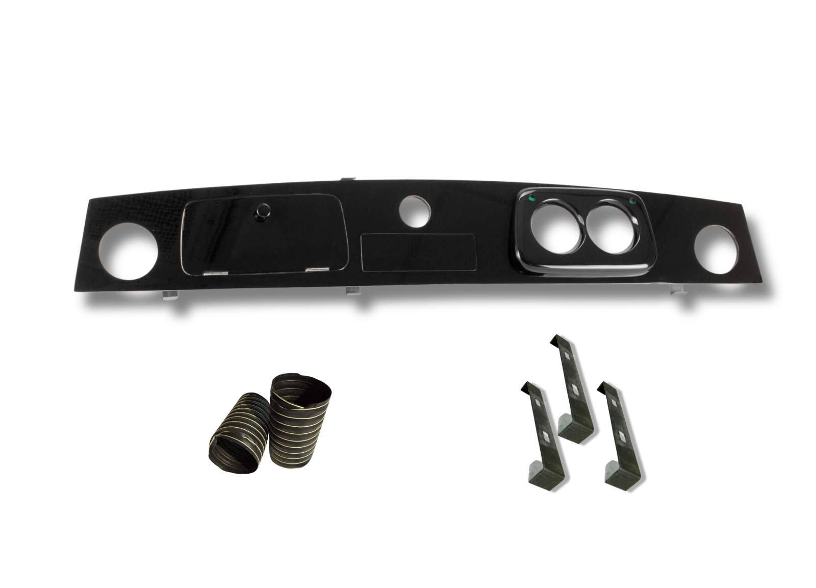 Classic Mini Wood RHD Dashboard | Gloss Piano Black 2 Clock Chrome Dash