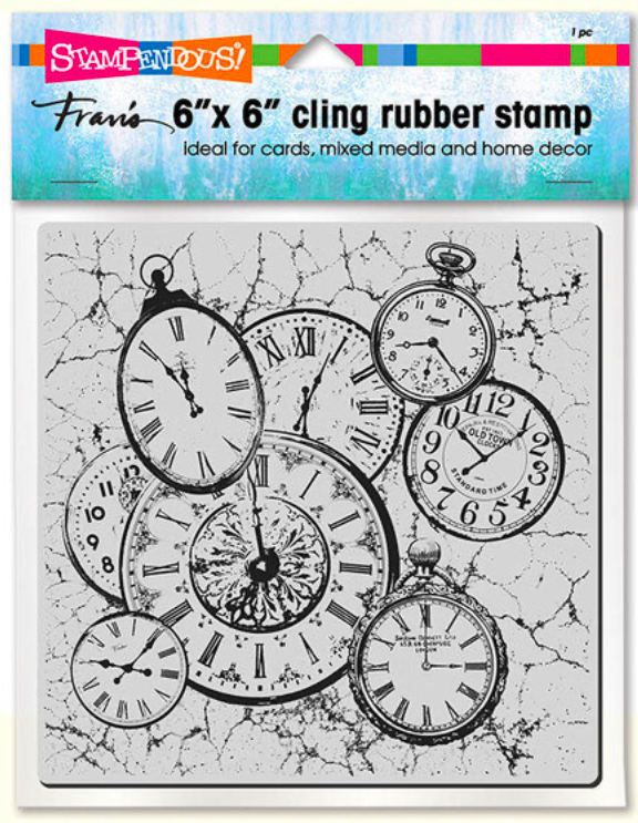 Stampendous Clock Collage Rubber Stamp