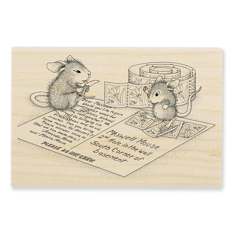 Stampendous Postcard Mice Wood Mounted Rubber Stamp