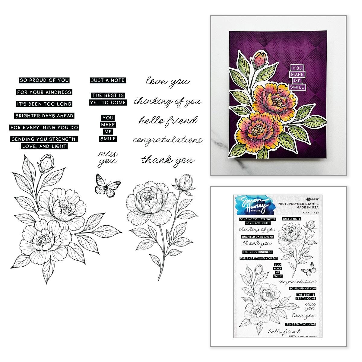 Spellbinders - Sketched Peonies Stamp and Die Bundle by Simon Hurley