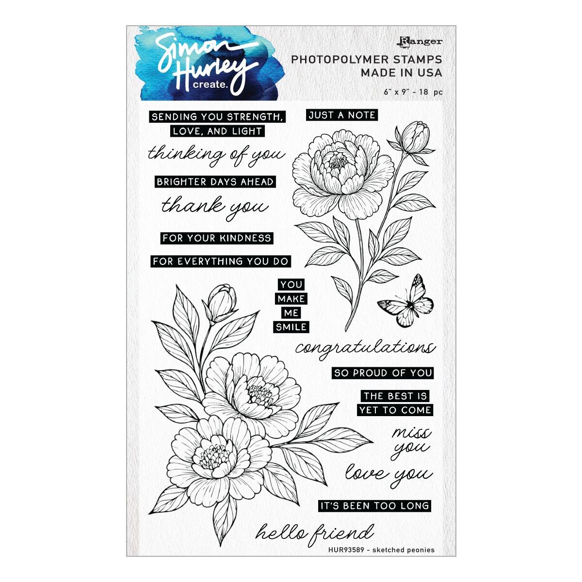 Spellbinders - Sketched Peonies Stamp and Die Bundle by Simon Hurley