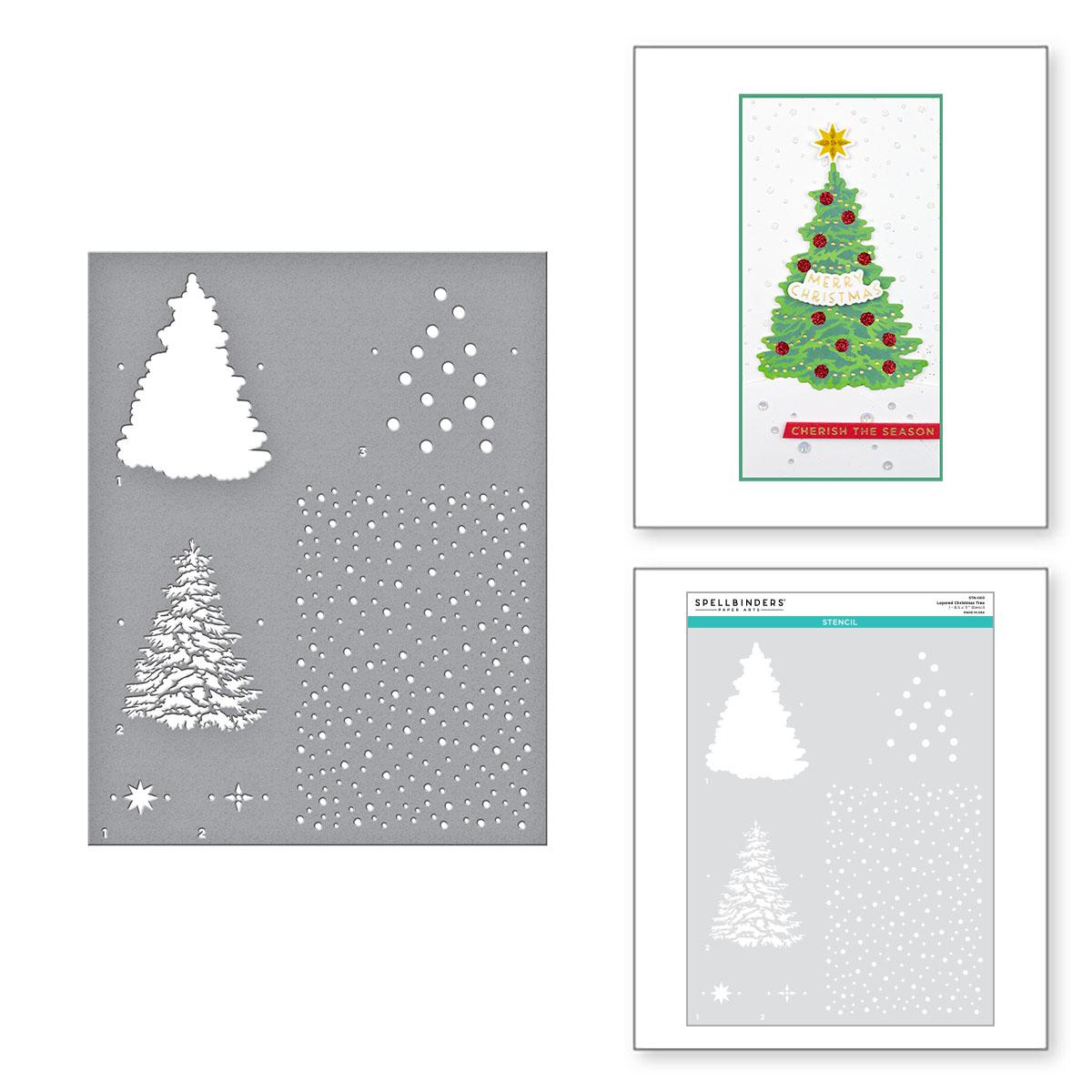Spellbinders Stencils from The Layered Christmas Stencils-Joy Tree