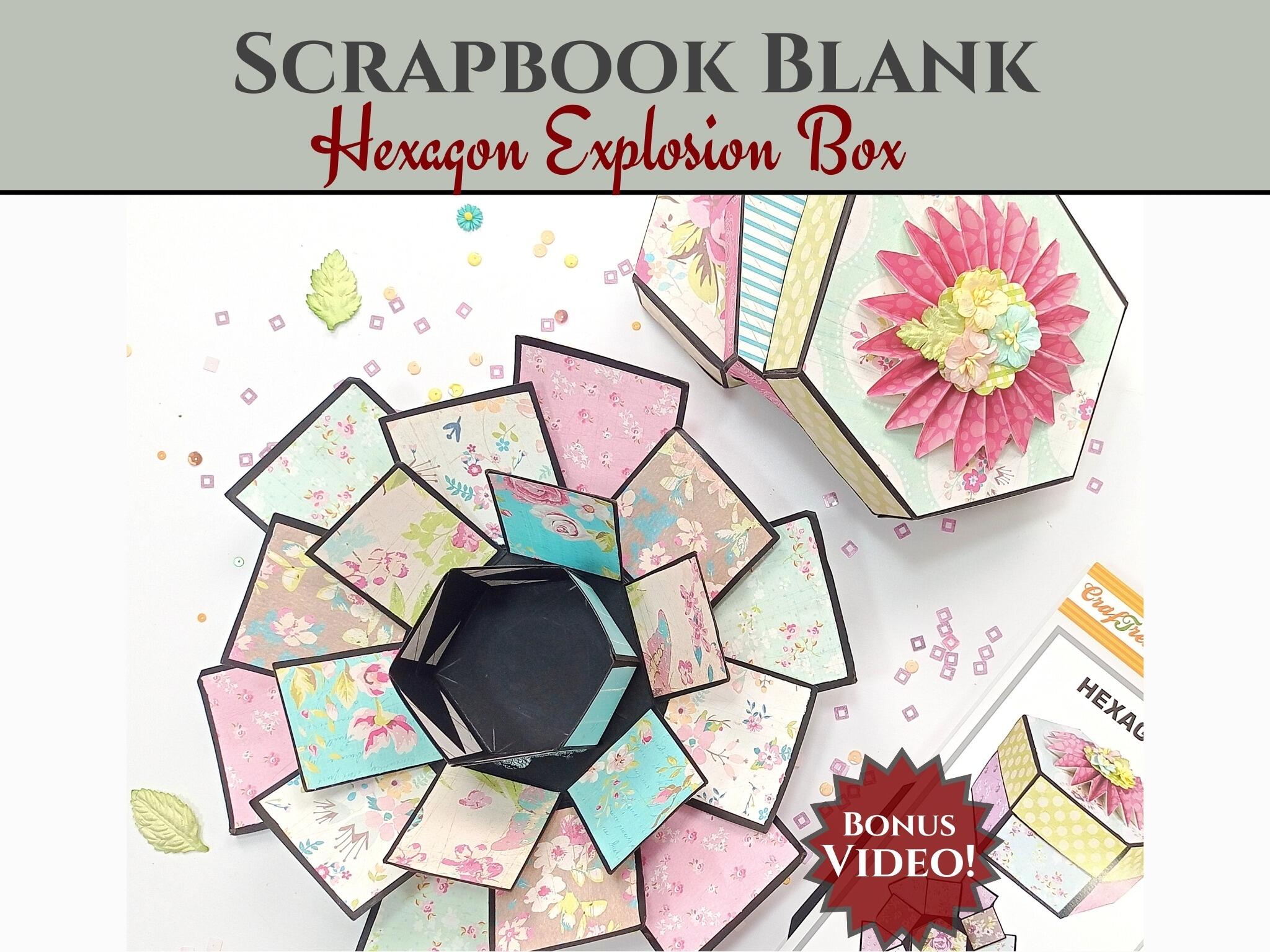 CrafTreat - Hexagon Explosion Box DIY Scrapbook Blanks - 2 Sets - 1 ...