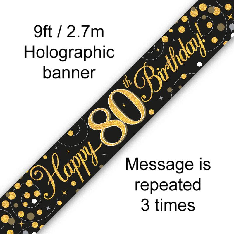 9ft Banner Happy 40th Birthday Blue Holographic - Northwest - View #10