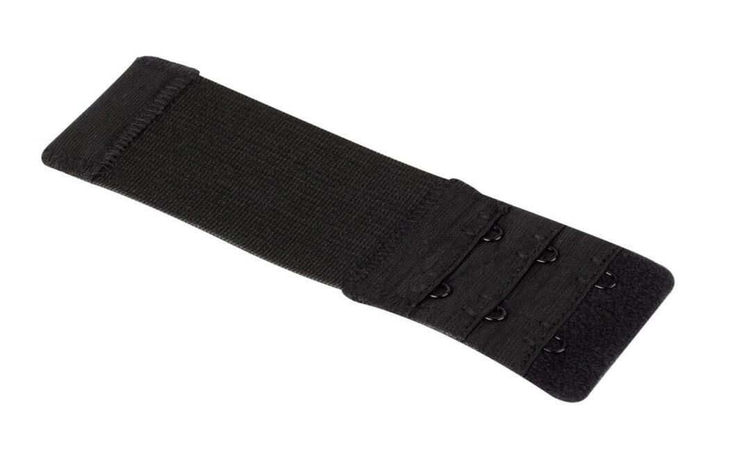 Hemline Bra Back Extender. 38mm - 2 Hooks Wide. Black