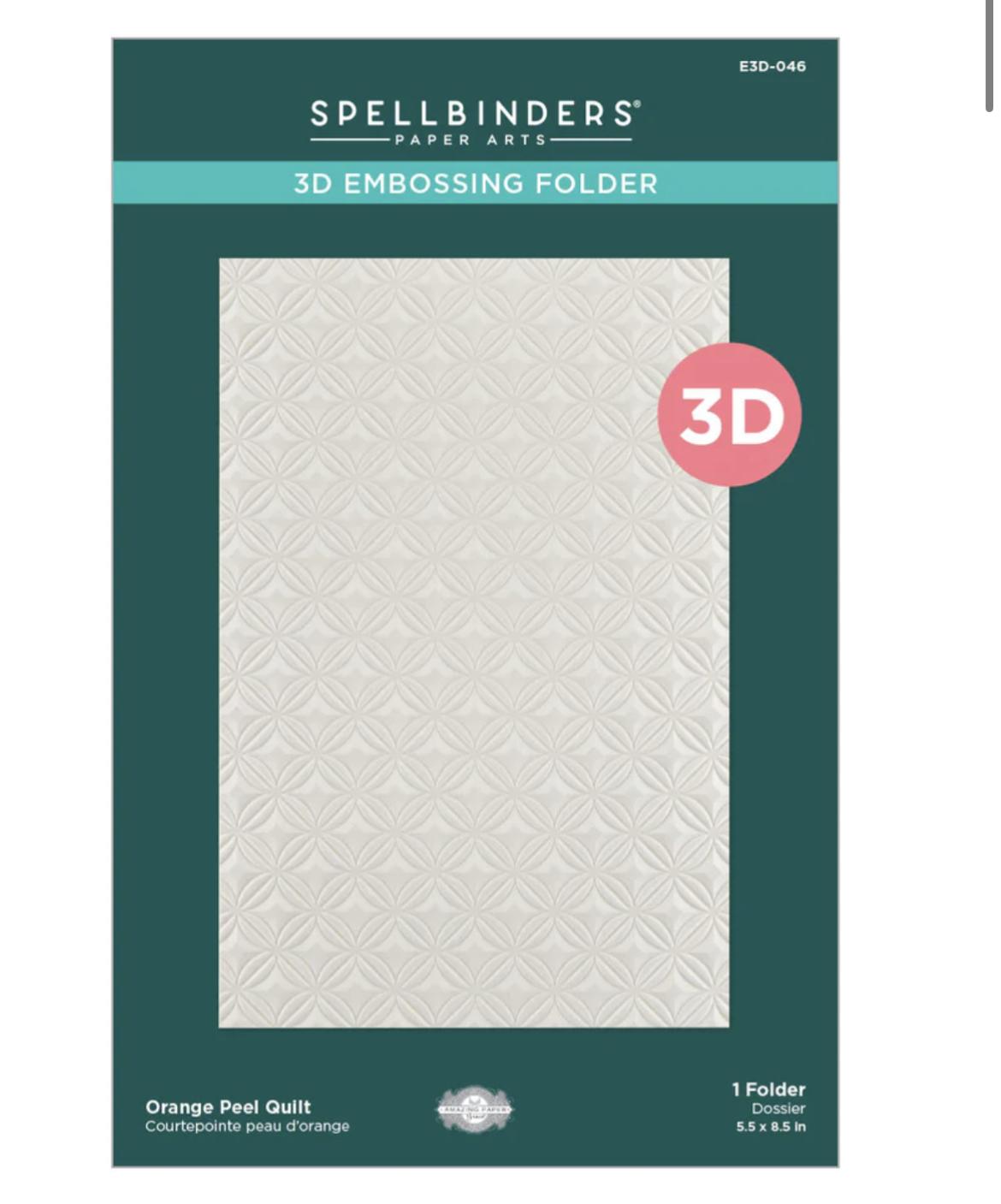 Spellbinders 3d Embossing Folder- Orange Peel Quilt