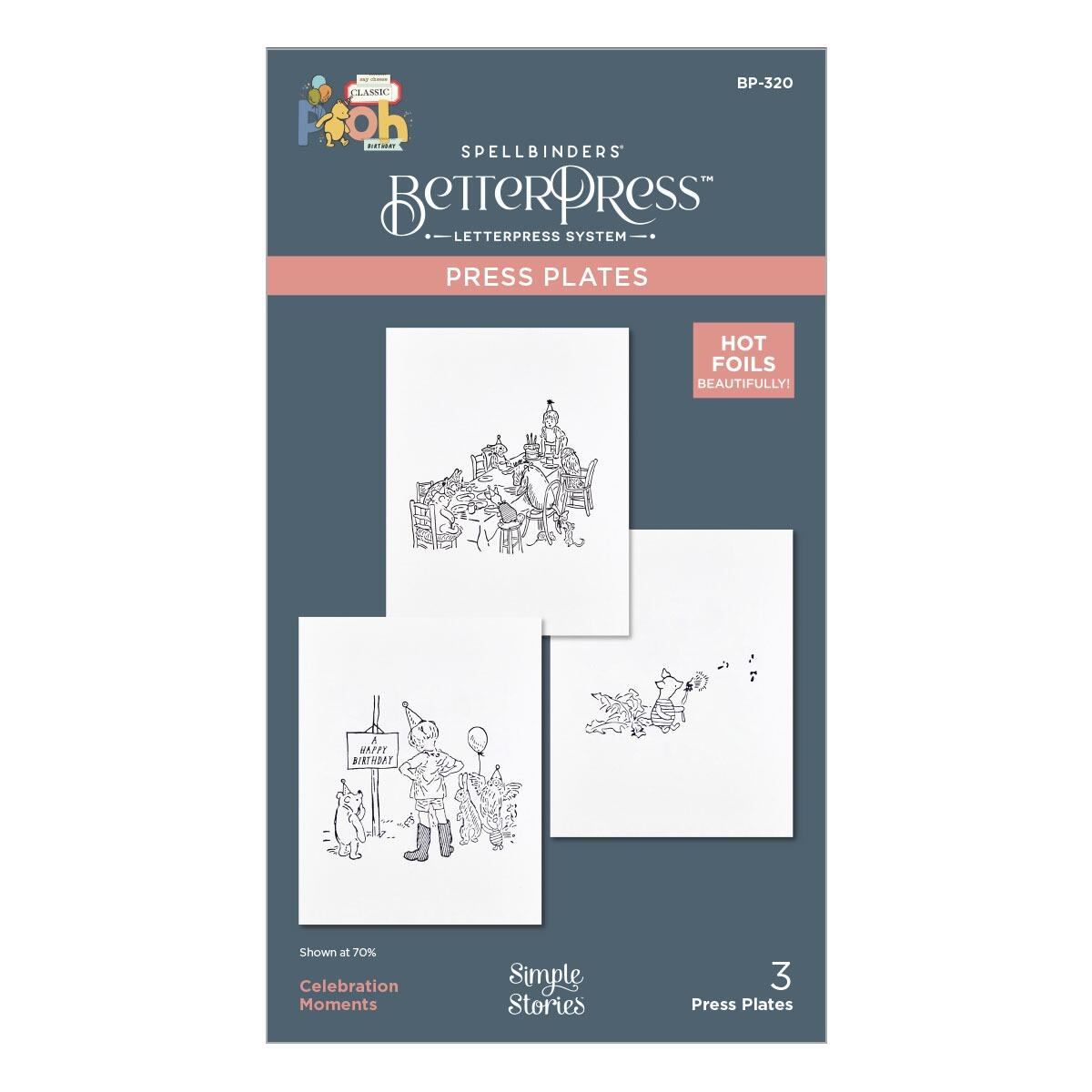 Spellbinders Friendly Moments Press Plates from The Say Cheese Classic Pooh Collection in Collaboration with Simple Stories