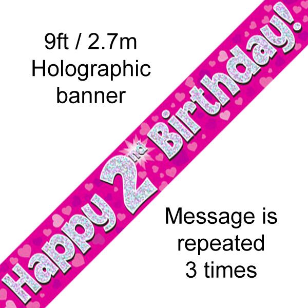 OakTree Holografisches Geburtstagsbanner – Rosa, 2,7 M Lang, Für Mädchen-Partydeko OakTree Holografisches Geburtstagsbanner – Rosa, 2,7 M Lang, Für Mädchen-Partydeko