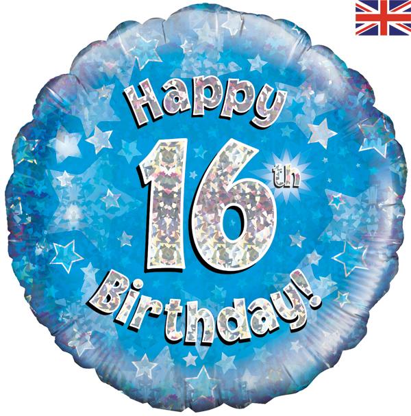 Oaktree UK Palloncino Olografico Rosa 45 Cm – Scritta ‘Happy 16th Birthday’ – Fornito Sgonfio, Da Gonfiare Con Elio
