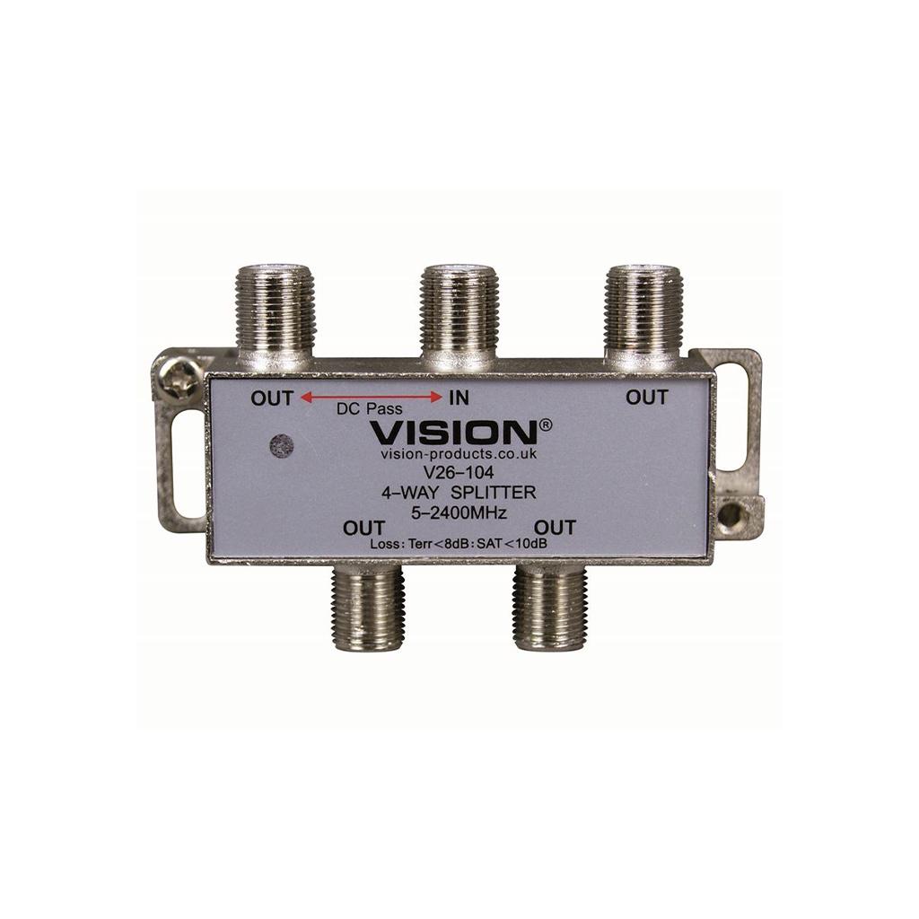 V26-104LED - 4-Way Splitter with Power LED Indicator