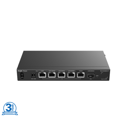 Ruijie Reyee RG-EG406XS-P 5-Port (4 PoE/PoE+) 2.5G Cloud Managed Router, 1 x 10G Port