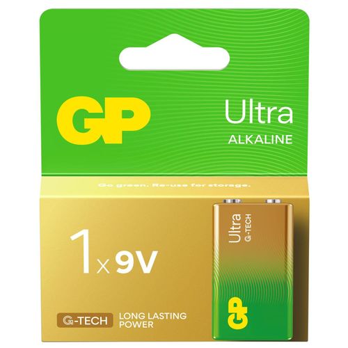 GP Ultra Alkaline Batteries 9v boxed