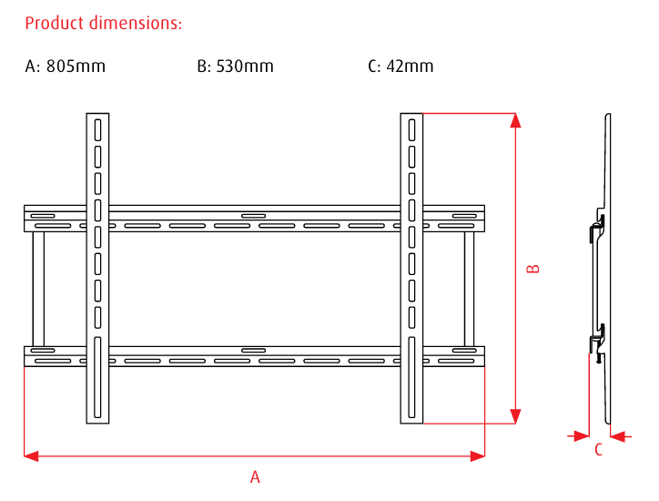 OMP M7225   FIXED TV WALL MOUNT - LARGE