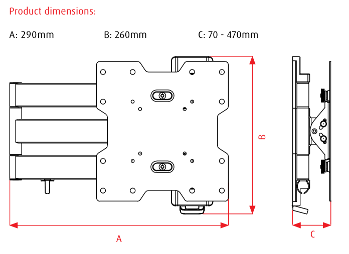 OMP M7430   CANTILEVER TV WALL MOUNT - SMALL