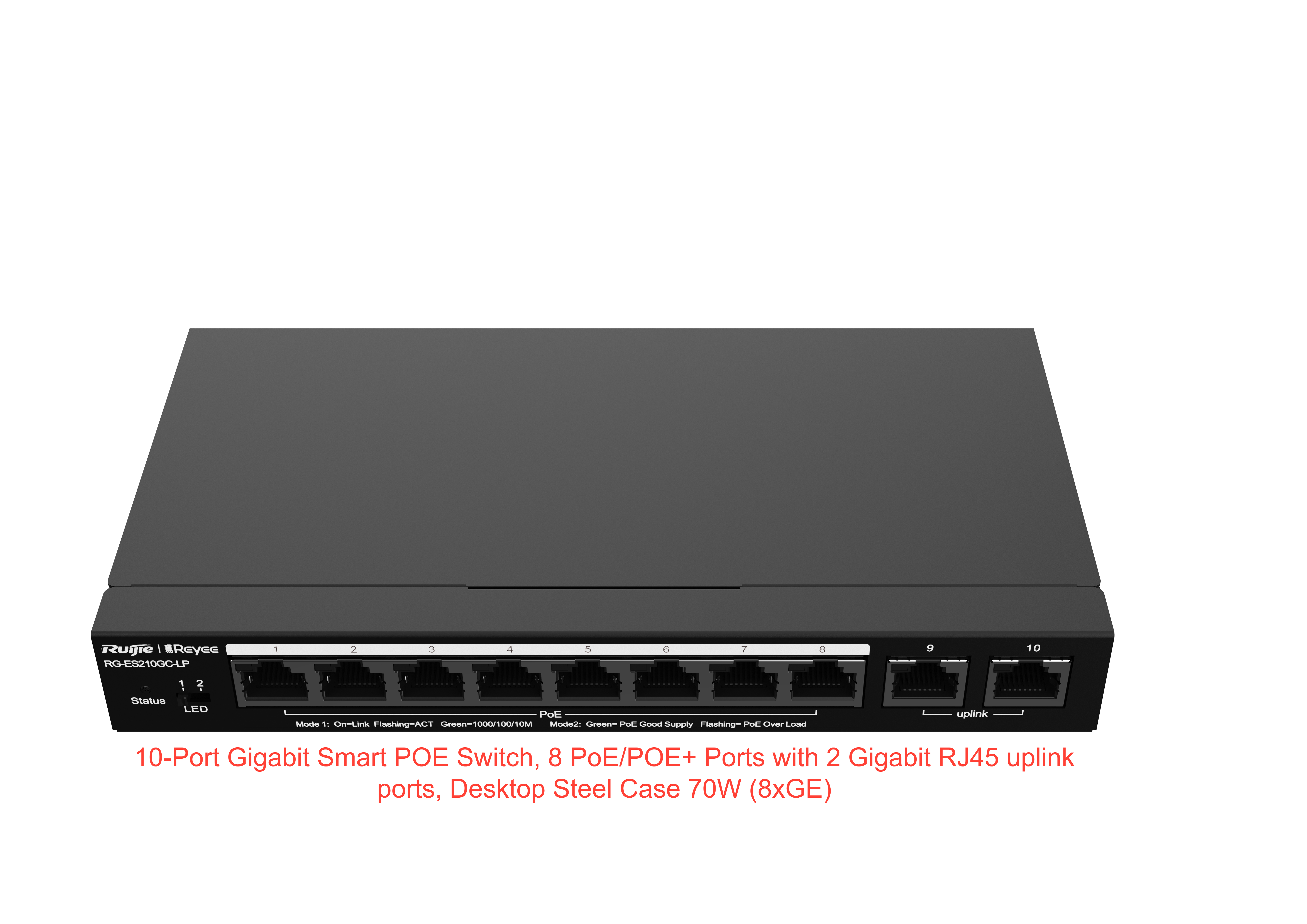 Reyee 10-Port Gigabit Smart Cloud Managed PoE Switch RG-ES210GC-LP,