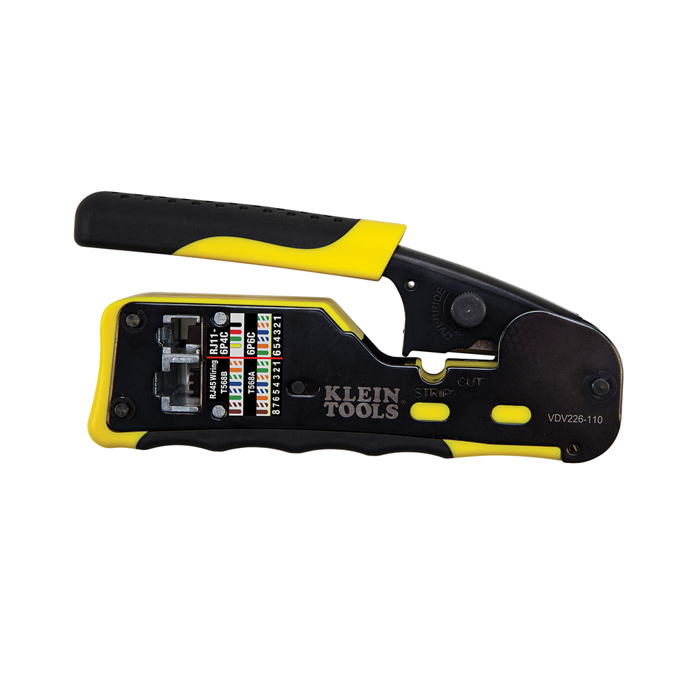 Klein Tools - Ratcheting Cable Crimper / Stripper / Cutter for Pass-Thru