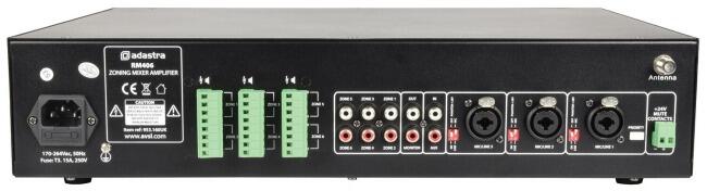 adastra RM406 100V Mixer Amplifier 6 x 40W + USB/SD/FM/Bluetooth
